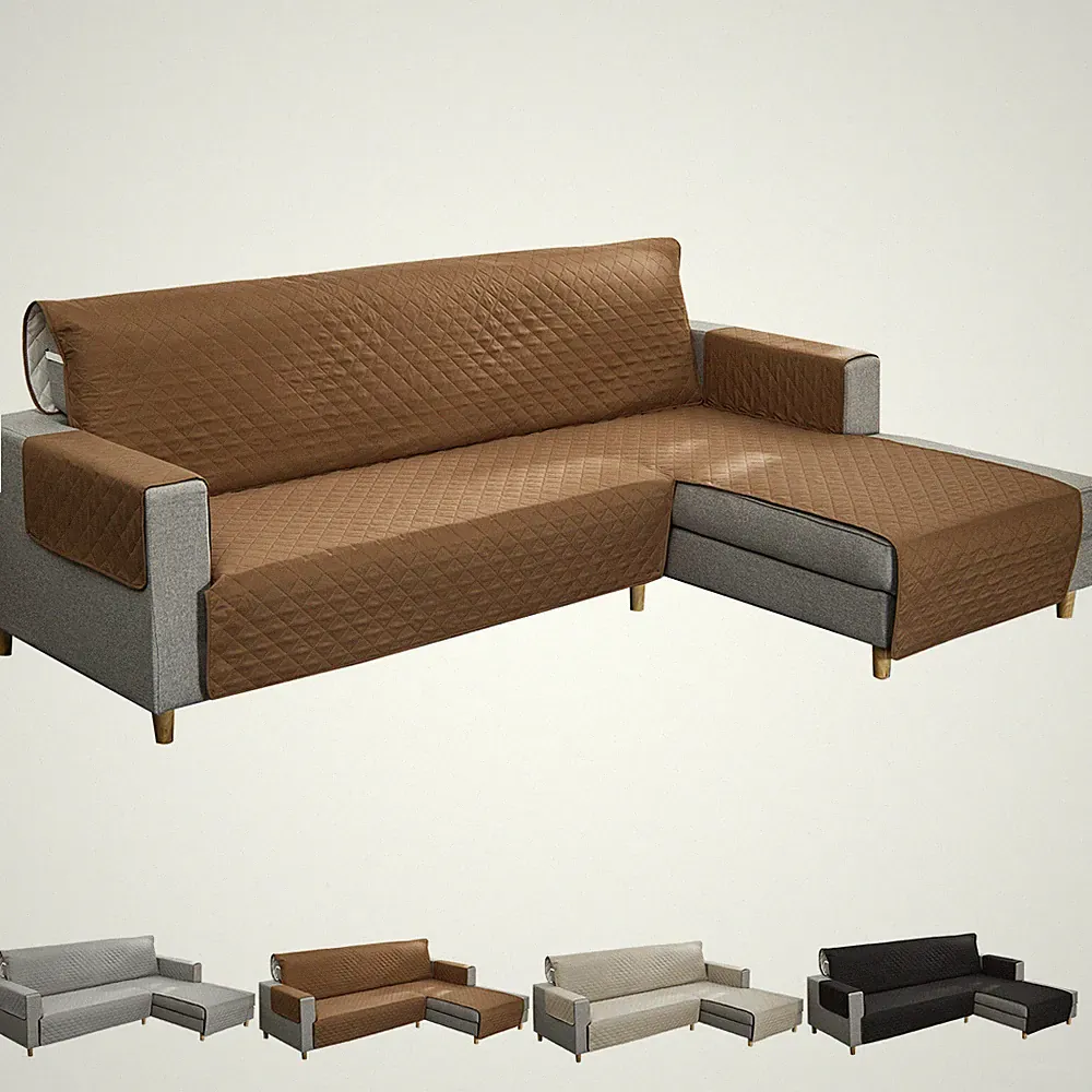 L-Shaped Sofa Cover Quilted Sectional Couch Slipcover for Right Chaise Lounge