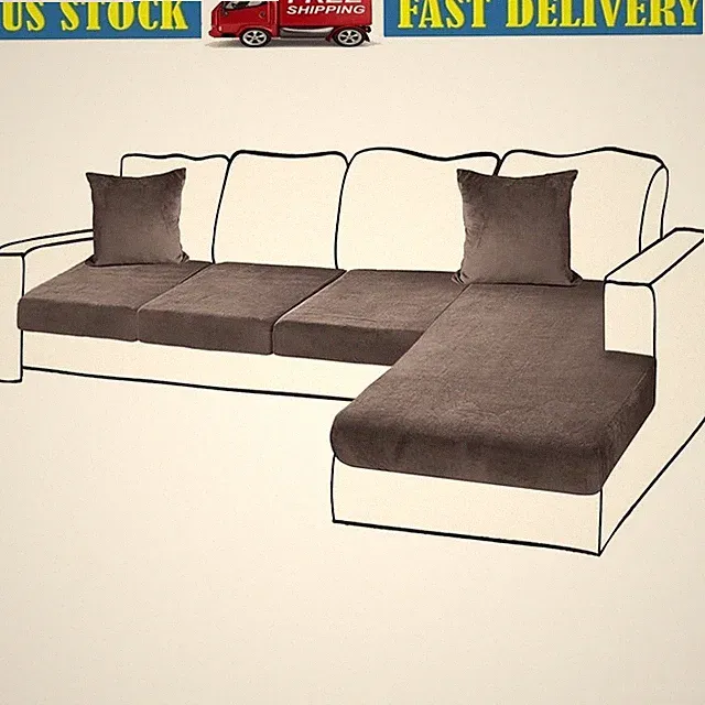 L Shaped Sofa Cover Stretchable Velvet Furniture Protector Easy Clean Durable US