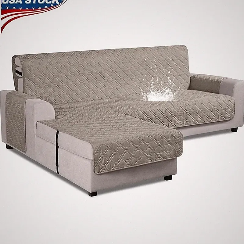 L Shaped Sofa Cover Waterproof Pet Friendly Anti Slip Couch Protector 1 Piece US