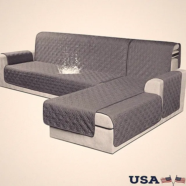 L Shaped Sofa Cover Waterproof Reversible Sectional Slipcover Pet Resistant New