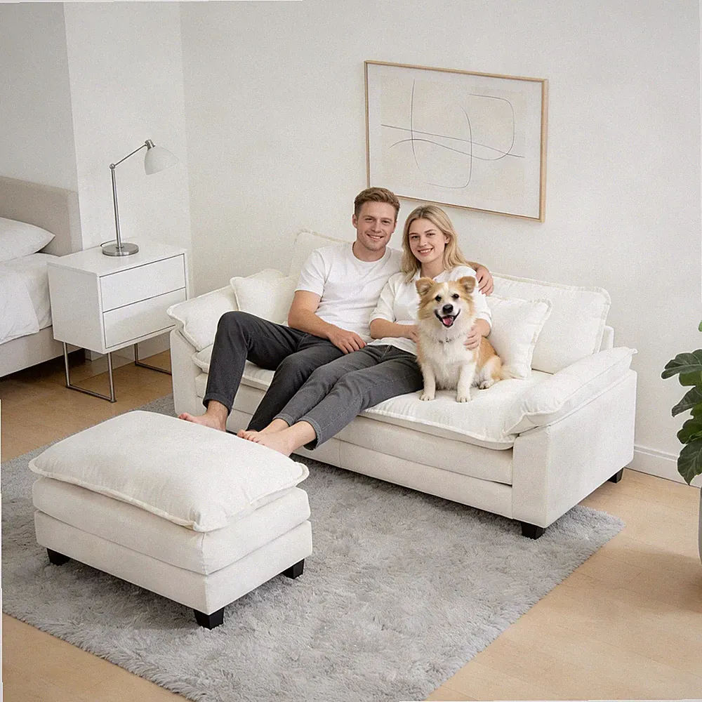 L-Shaped Sofa Modular Sectional Sofas Modern Loveseat w/ Ottoman for Living Room