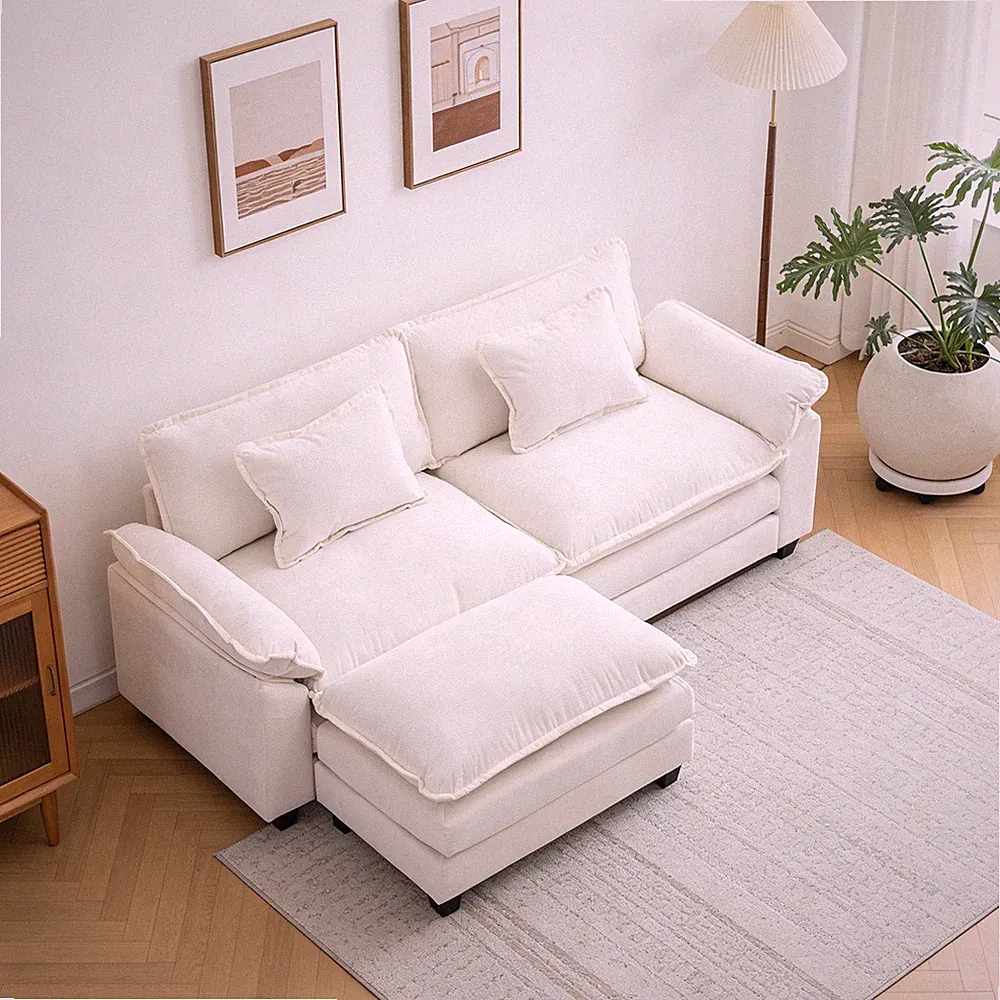 L-Shaped Sofa Modular Sectional Sofas Modern Loveseat w/ Ottoman for Living Room