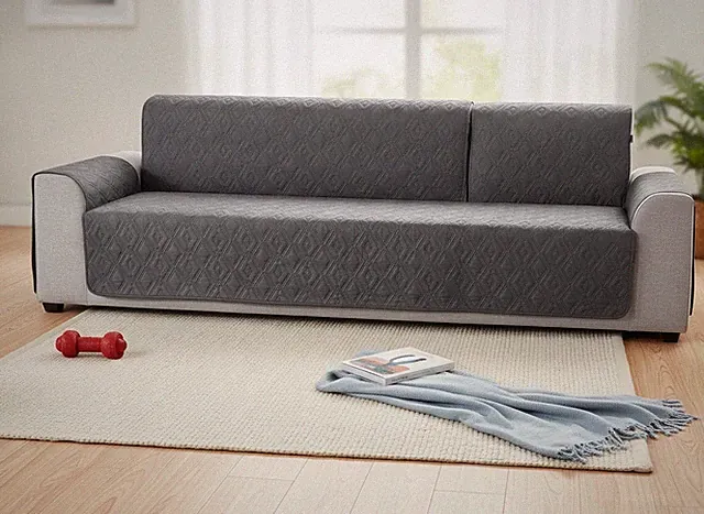 L-Shaped Sofa Slipcover, 100% Waterproof, Reversible, Dark Gray, Small