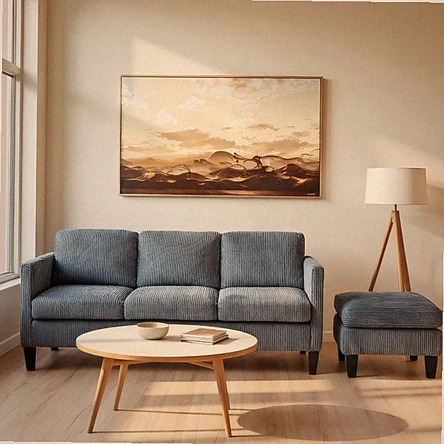 L-Shaped Sofa with Padded Corduroy: Multi-functional Design, Modern Luxury App