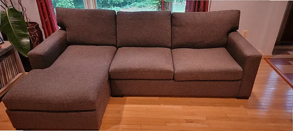 L shaped two piece sectional couch from Crate and Barrel
