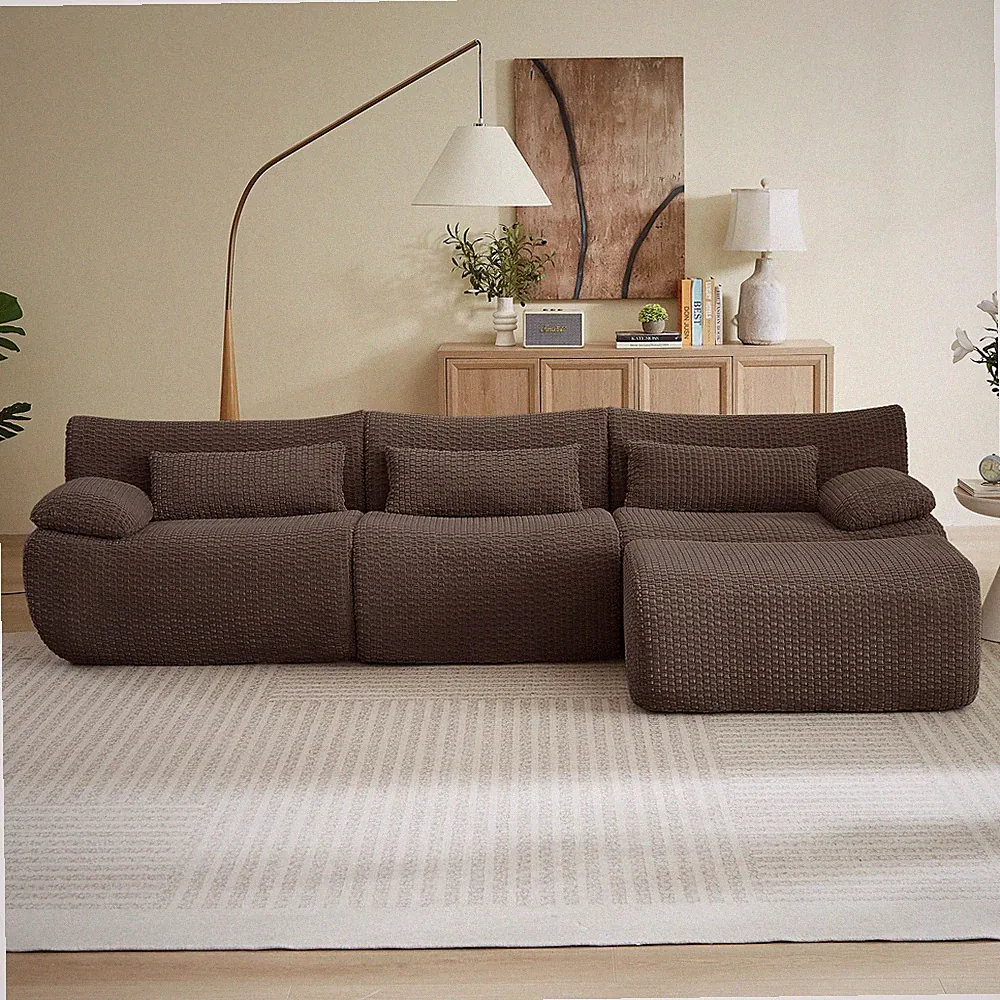 L Sofa,Cloud Boneless Couches for Living Room,Modern Modular Sectional Sofa,Over