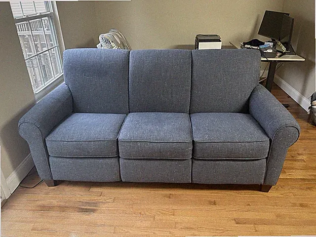 La-Z-Boy Bennet Duo Reclining Sofa in Fabric, Color Navy, Plug In.