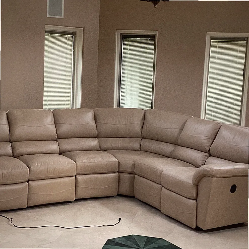 La-Z-Boy Comfort Care Reclining Leather Sectional Sofa Beige 5-Seater C1504