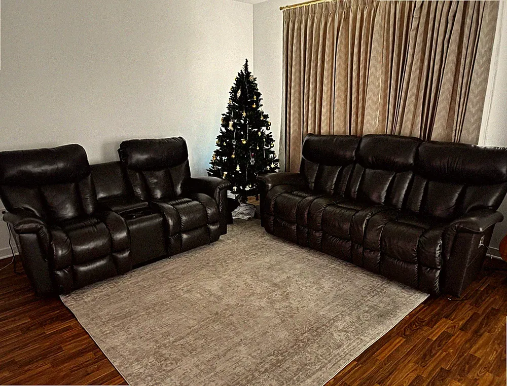 La-Z-Boy Mateo Brown Leather Power Reclining Sofa, Headrest & Lumbar, 5 Seat