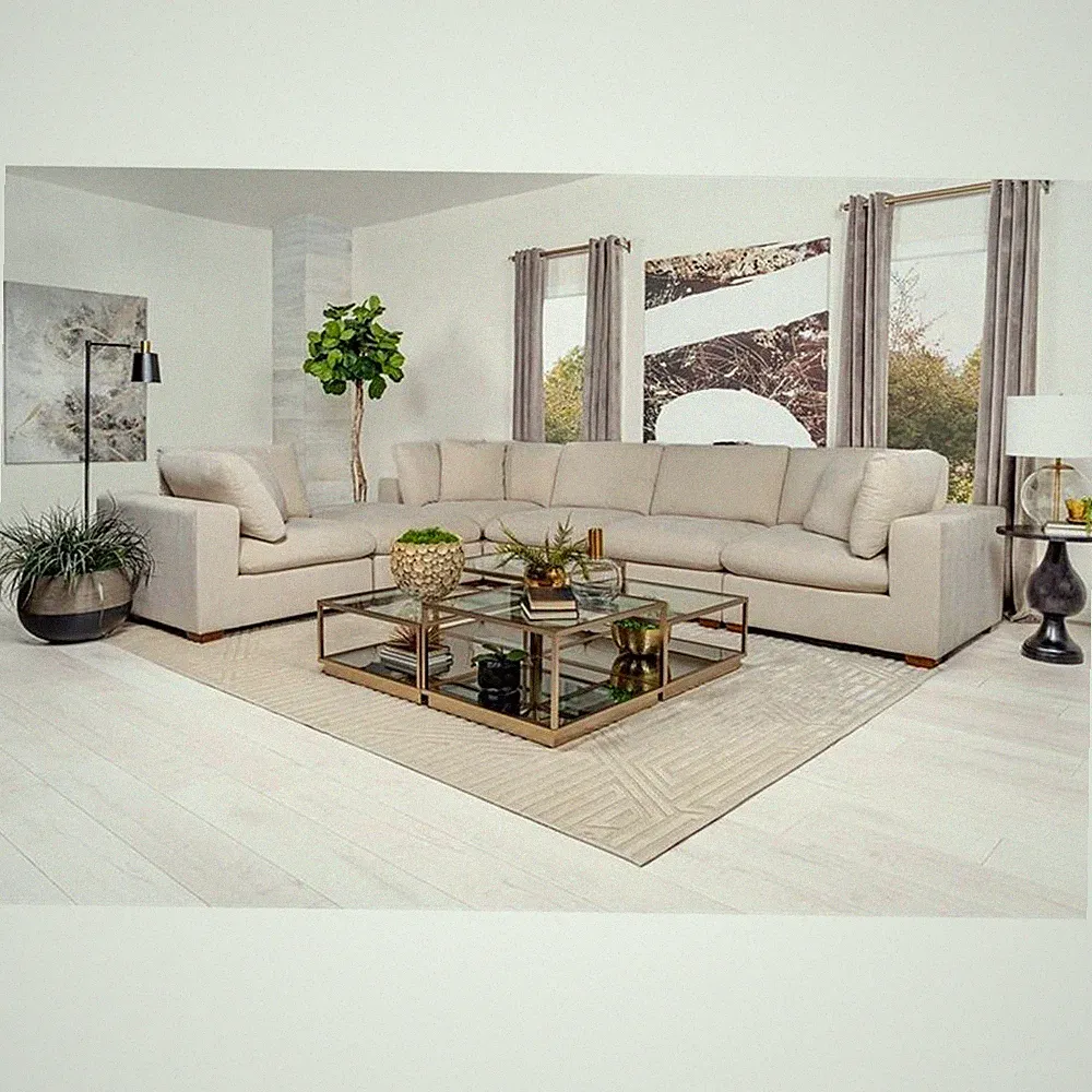 Lakeview 6-piece Upholstered Modular Sectional Sofa Ivory