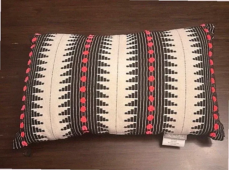 LAND OF NOD Pillow Crate Barrel Black Neon Pink Southwest Decor Throw Cushion
