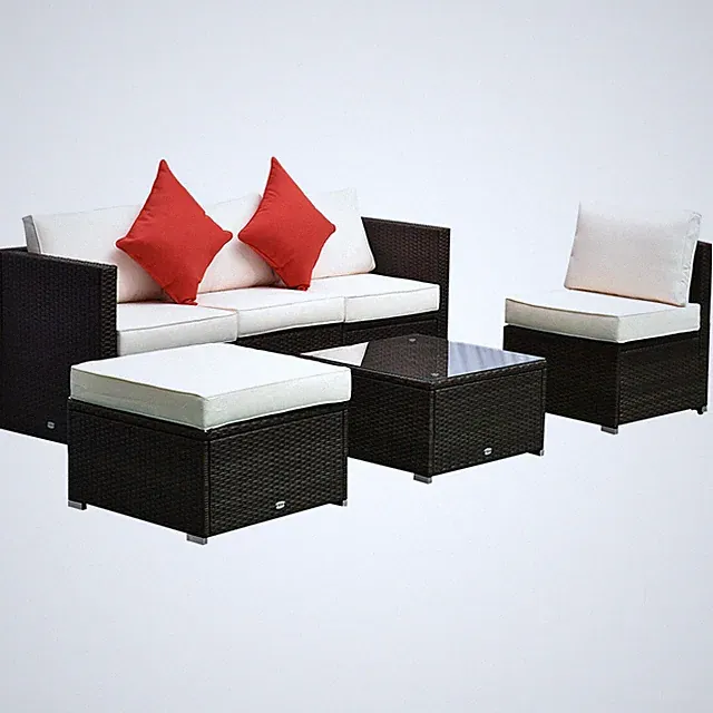 Large 6-Piece Outdoor Patio Furniture Set 395lb per Seat White Finish