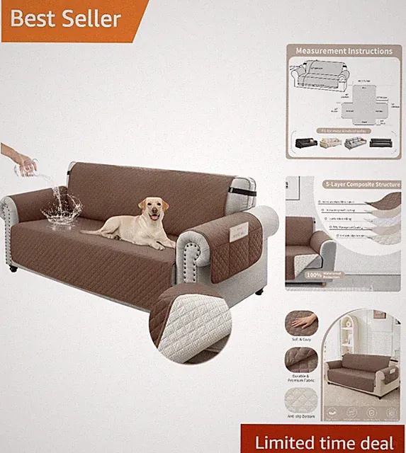 Large 68" Waterproof Sofa Cover - Scratch-Resistant & Family-Friendly Design