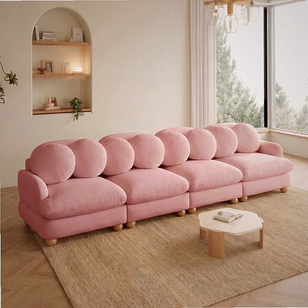 Large Chenille Modular Sectional Sofa,4 Seater Deep Seat Couch w/8 Throw Pillo