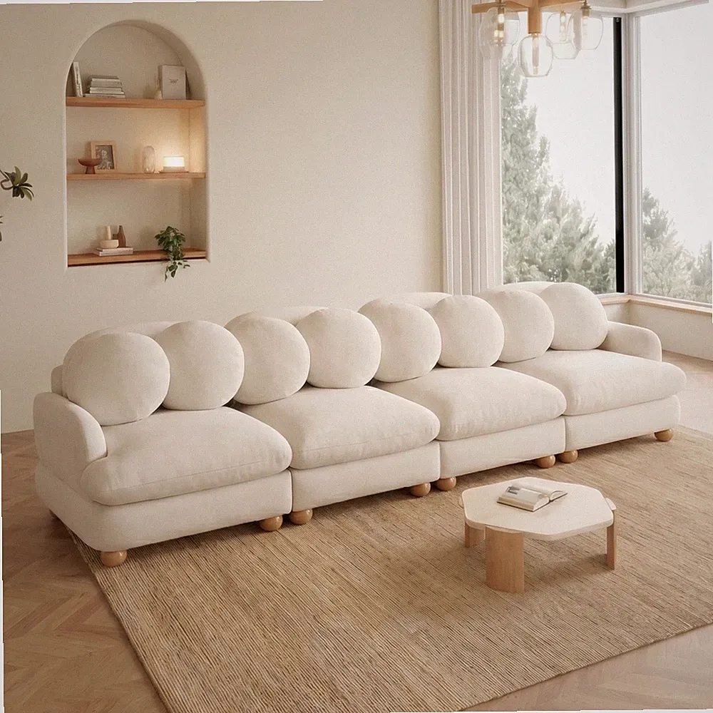 Large Chenille Modular Sectional Sofa,4 Seater Deep Seat Couch w/8 Throw Pillows