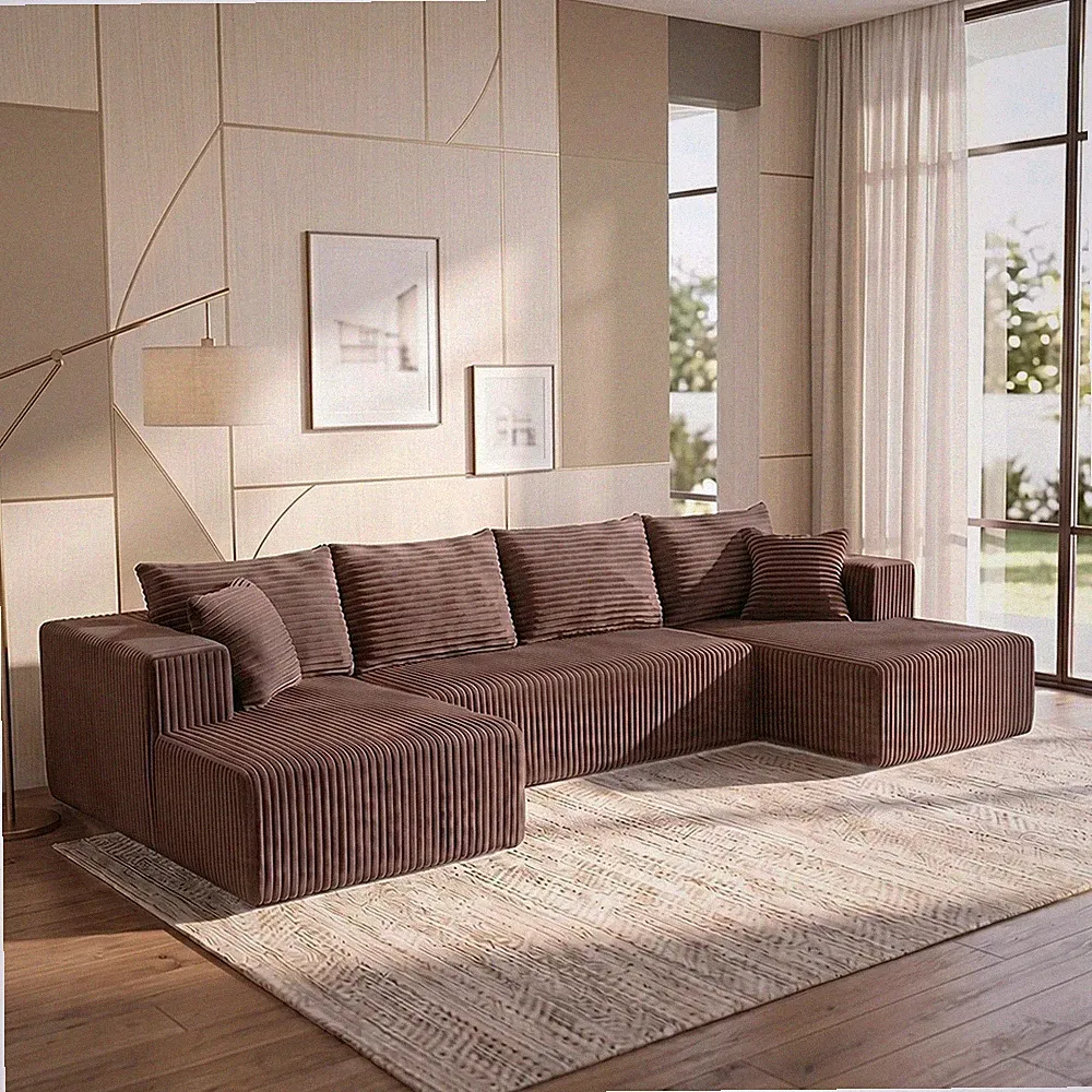 Large Cloud Sectional Couch U Shape Sofa ,Modular Corduroy Sofa for Living Room