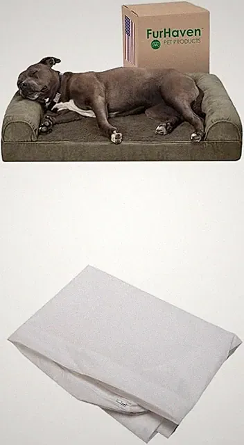 Large Dark Sage Dog Sofa Bed with Waterproof Liner