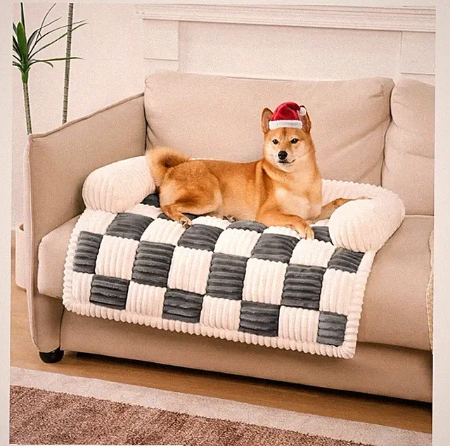 Large Dog Couch Bed Cover Plaid Washable Pet Mat for Furniture Protection NIB