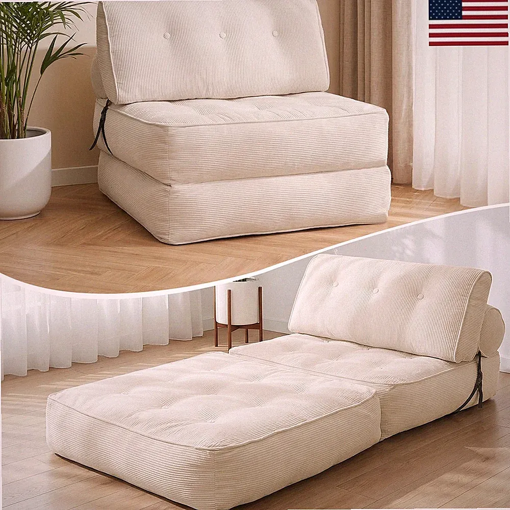 Large Folding Sofa Bed, Convertible Sleeper Chair with 2 Pillow Boneless Couch