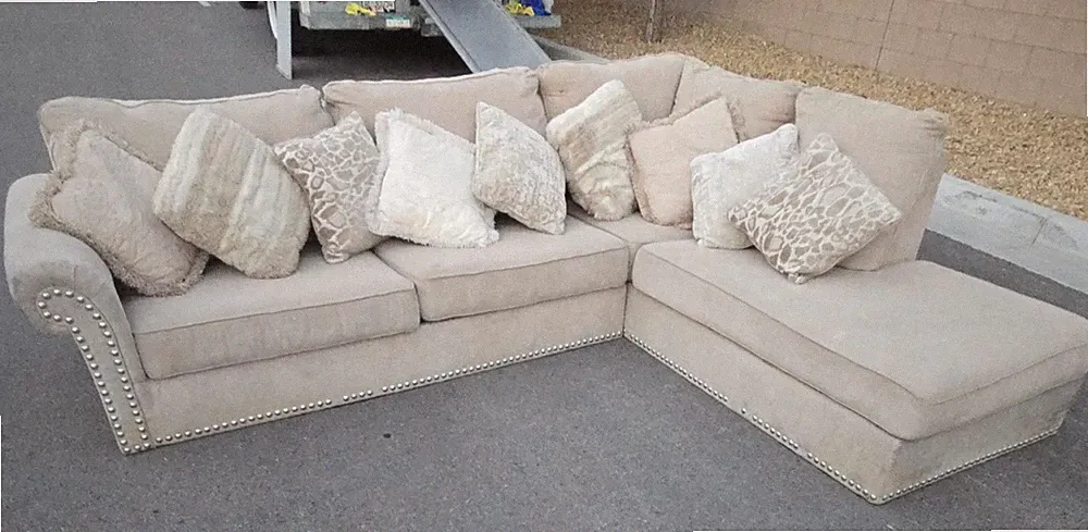 Large L-Shaped Sectional Sofa with Chaise – Neutral Beige