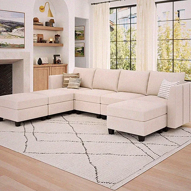Large Modular Sectional Sofa with Storage 7 Seat Sectional Couch Velvet Modular
