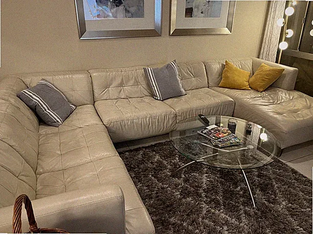 Large Off-White Leather Sectional