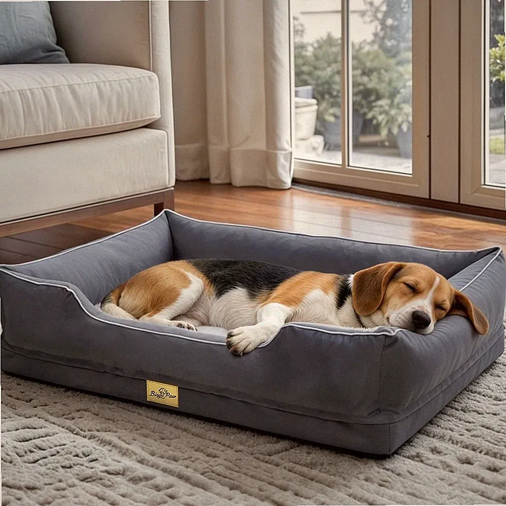 Large Orthopedic Dog Bed Soft Plush Raised Rim Hug Pet Sofa Bed Leisure Rest Mat