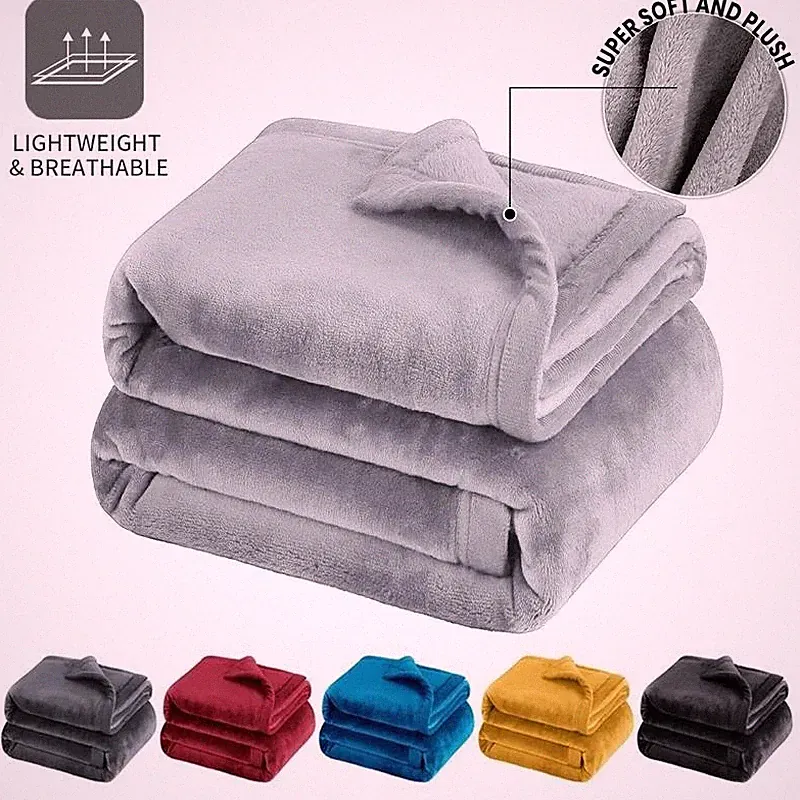 Large Plush Fleece Throw Super Soft Reversible Twin Queen Size Sofa Bed Blankets