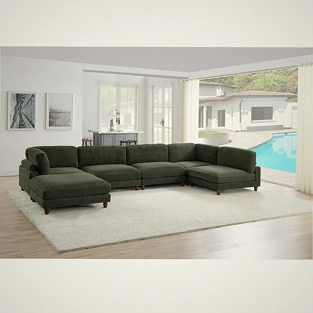 Large Seating Corduroy Modular Sectional Sofa
