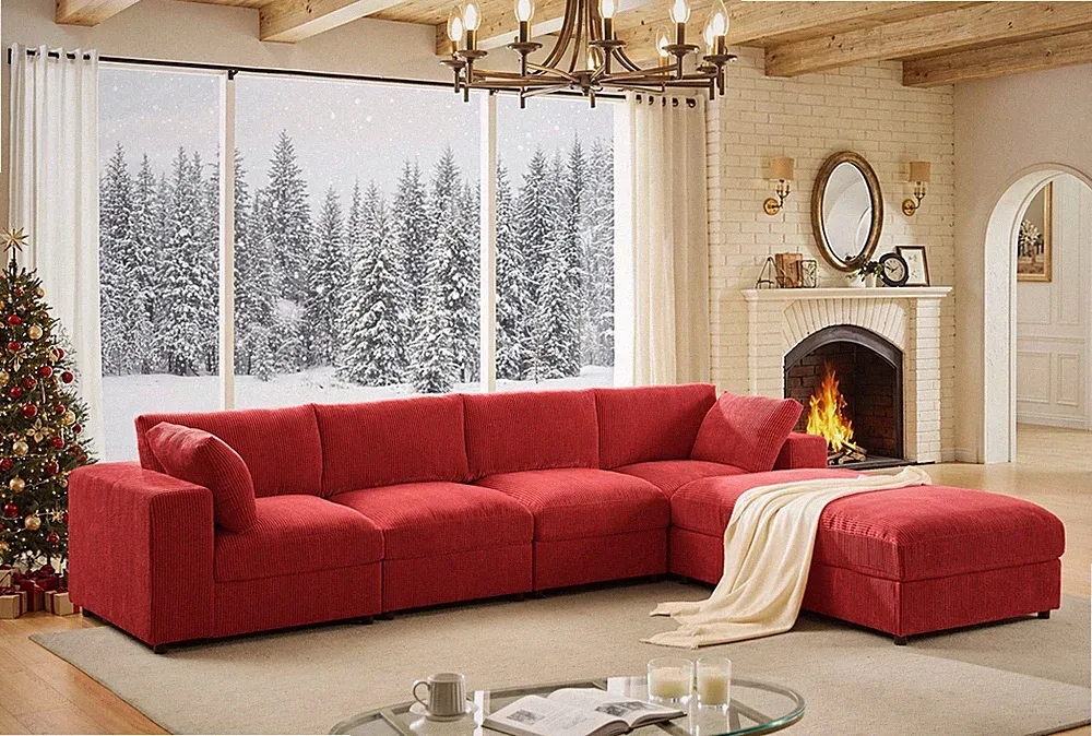 Large Sectional Couches Corduroy Modular Sectional Sofa L Shaped Couch 6 Seat