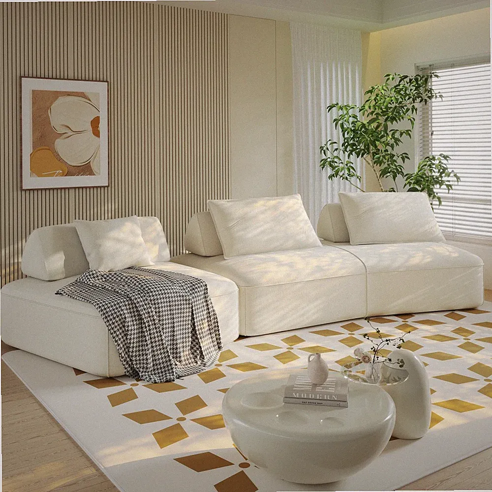 Large Sectional Sofa, Cloud Chenille Fabric, Removable Backrest