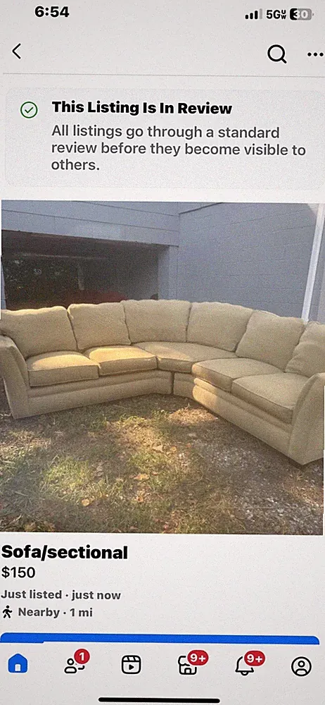 Large Tan Sectional L Shaped Sofa