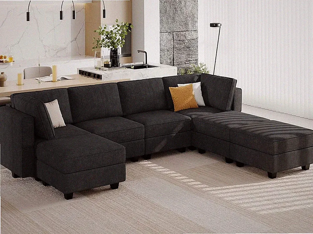 Large U Shaped Sectional Sofa Set with Storage Modular Sectional Couch for Livin