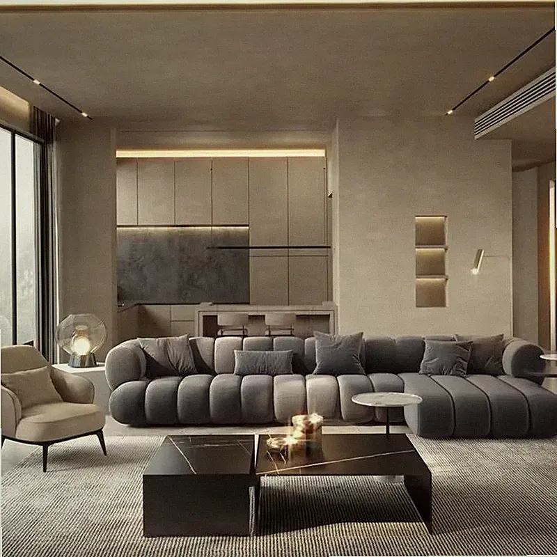 Large Velvet Home Living Room Modular Sectional Sofa Couch Set