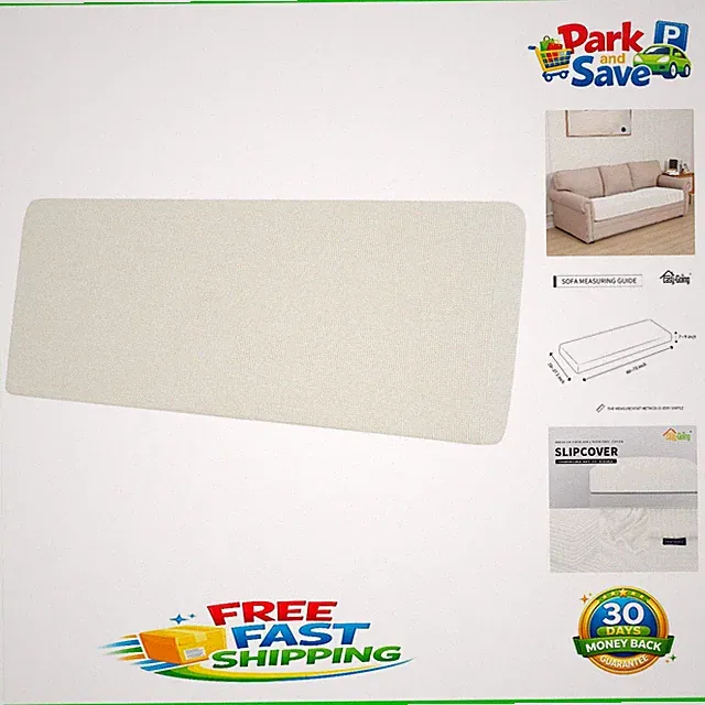 Large Water-Resistant Cream Sofa Slipcover - Soft Stretch Fabric for Easy Care