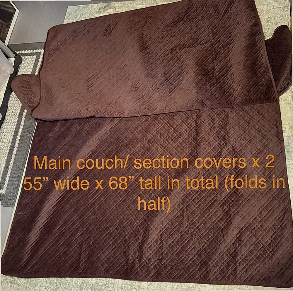 Large Waterproof L Shaped Sectional Couch Cover Set Brown- Good For Pets. New.