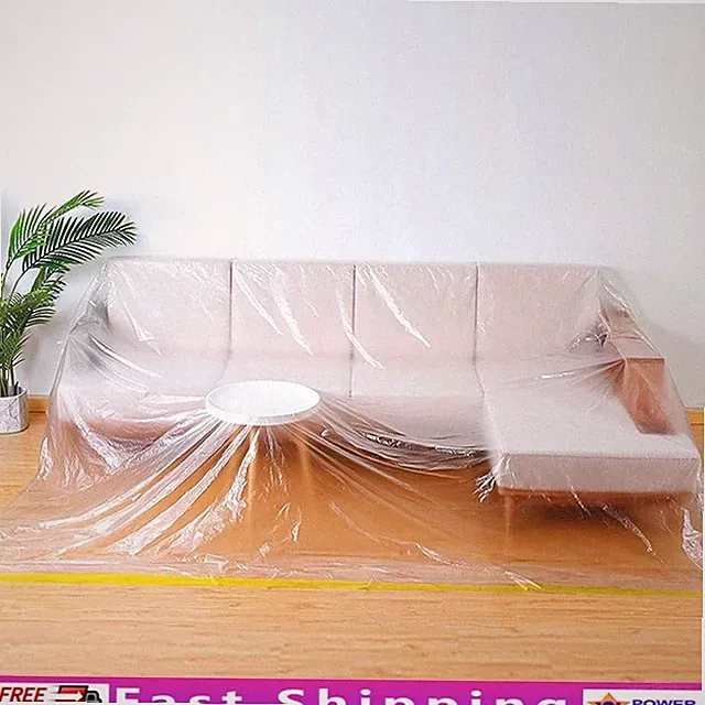 Large Waterproof Plastic Sofa Cover Sectional Couch Moving Dust Protection New