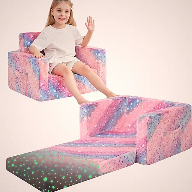 lasoftan Toddler Couch, 2-in-1 Soft Kids Couch Bed Fold Out, Toddler Chairs C...