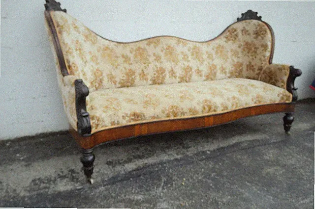 Late 1800s Victorian Carved Long Sofa Couch 6080