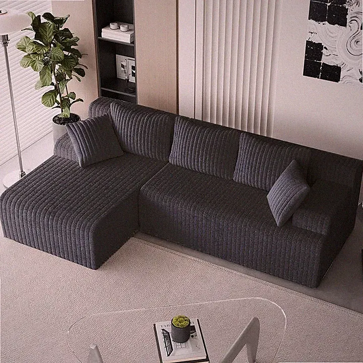 LAUSAINT HOME 96" Sectional Modular Couches, L-Shaped with Chaise Boneless Sofa