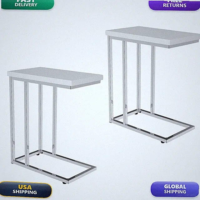 Lavish Home Sofa Side Table Set Of 2 C Shaped End Trays Or Compact Bedside