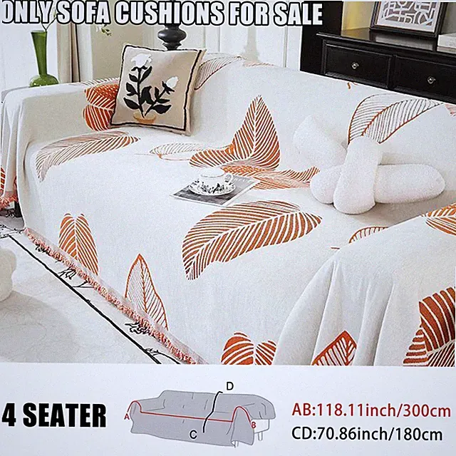 Leaf sofa cover is suitable for multiple seats and is a woolen furniture protect