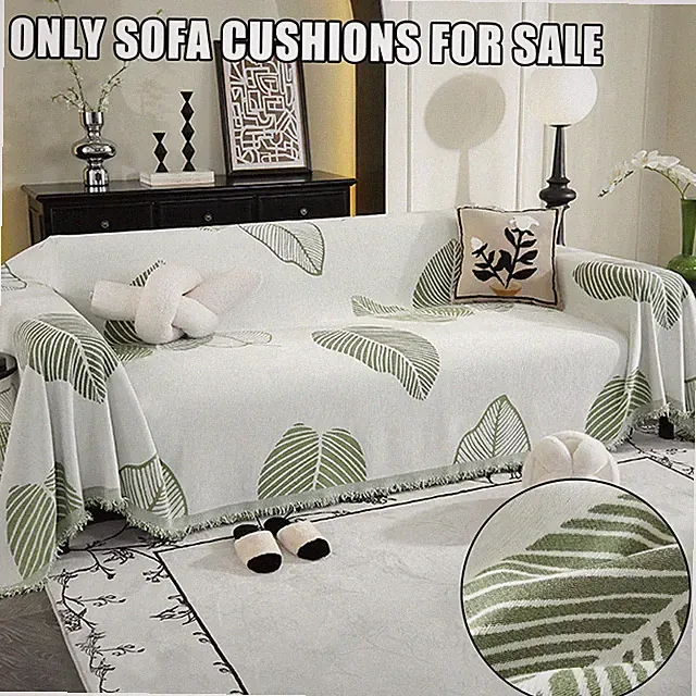 Leaf sofa cover is suitable for multiple seats and is a woolen furniture protect