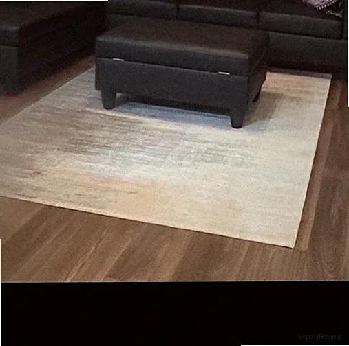 Leather coffee table and area rug