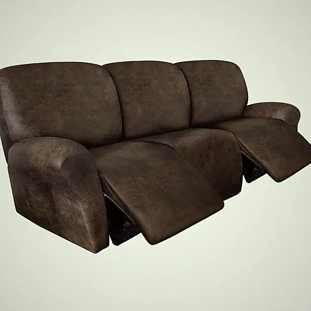 Leather Look Recliner Couch Cover 8-Piece Recliner Sofa Slipcovers 3 Seater f...