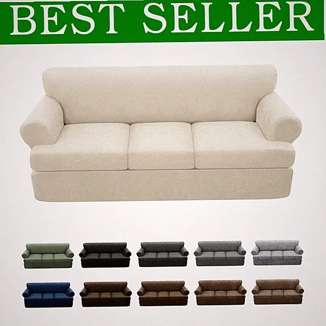 Leather Look T Cushion Sofa Slipcovers Set#