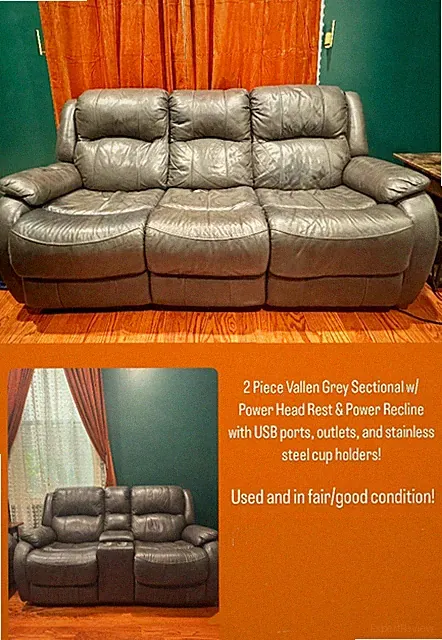 Leather Power Recline Sectional 2 Piece