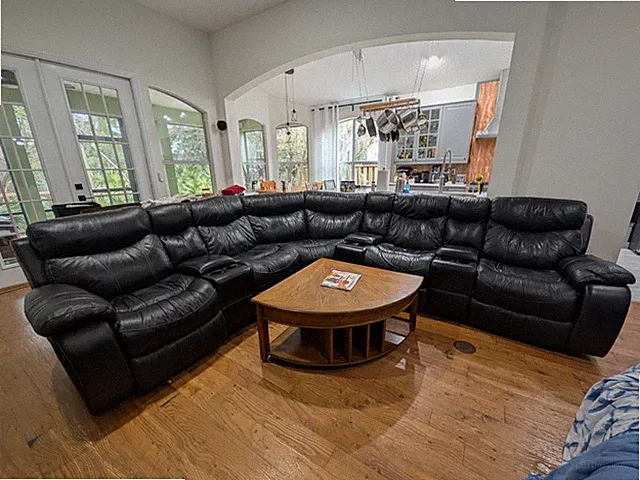 Leather Power Reclining 7-piece Sectional Sofa PLUS wedge rolling coffee table