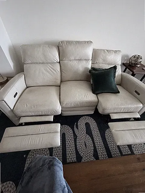 Leather Recliner Sofa 3 Seats-Modern Design-Dual Power