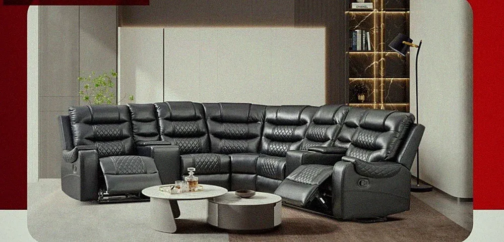 Leather Sectional Black and Brown Recliners for Living Room Couches Living Room